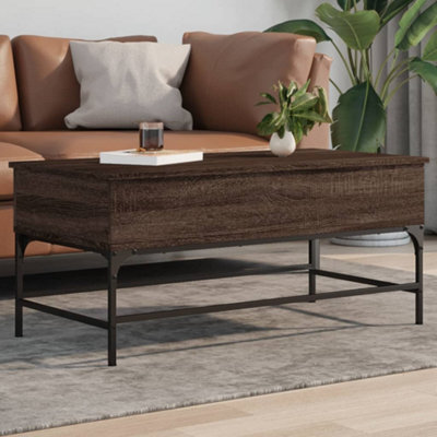 Berkfield Coffee Table Brown Oak 100X50X45 Cm Engineered Wood And Metal - image 1