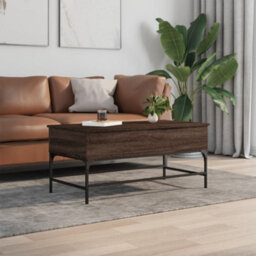 Berkfield Coffee Table Brown Oak 100X50X45 Cm Engineered Wood And Metal - thumbnail 3