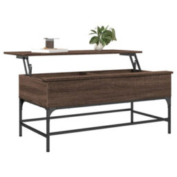 Berkfield Coffee Table Brown Oak 100X50X45 Cm Engineered Wood And Metal - thumbnail 4