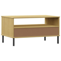 Berkfield Coffee Table With Metal Legs Brown 85X50X45Cm Solid Wood Oslo - thumbnail 7
