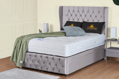 UKBEDFURNITURE Edwina Plush Silver End Opening Divan Ottoman Bed With 54 Inch Headboard - image 1