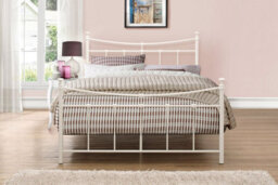 Save On Goods UK 4Ft6 Double Traditional,victorian Style Metal Tubular Steel Bed Frame Bedstead In Cream, Ivory White Painted Finish. - thumbnail 2