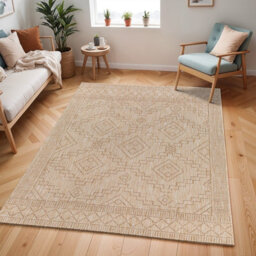 Livabliss Tuareg-Global Beige Ivory Graphic In- & Outdoor Jute-Look Rug 200 X 275 Cm Easy Care, Non Shedding - thumbnail 2