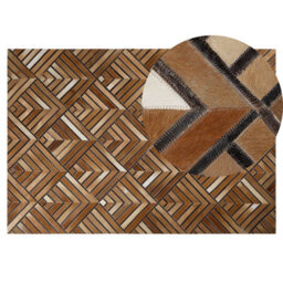 Beliani Rug Tekir Brown 140 X 200 Cm Leather - thumbnail 1