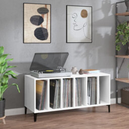 Berkfield Record Cabinet White 100X38X48 Cm Engineered Wood - thumbnail 1