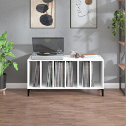 Berkfield Record Cabinet White 100X38X48 Cm Engineered Wood - thumbnail 3