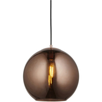 Loops Hanging Ceiling Pendant Light - Copper Mirrored Glass & Matt Black Paint - 10W Led E27 - image 1