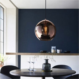 Loops Hanging Ceiling Pendant Light - Copper Mirrored Glass & Matt Black Paint - 10W Led E27 - thumbnail 4