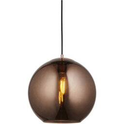 Loops Hanging Ceiling Pendant Light - Copper Mirrored Glass & Matt Black Paint - 10W Led E27