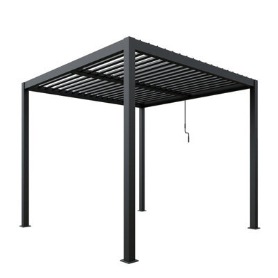 Celtic Leisure Skylux 3M X 3M Aluminium Pergola  Adjustable Louvered Roof Built In Led Lights Weatherproof Garden Structure - image 1