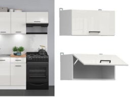 Impact Furniture Kitchen Wall Unit 600mm Extractor Housing Cabinet Half Height Door 60Cm Cupboard White Chalk Gloss Junona - thumbnail 1