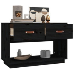 Berkfield Classic Tv Cabinet Black 90X40X60 Cm Solid Wood Pine - thumbnail 5