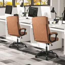 Costway Office Desk Chair Ergonomic Executive Chair W/headrest Cushion-Brown - thumbnail 8