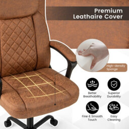 Costway Office Desk Chair Ergonomic Executive Chair W/headrest Cushion-Brown - thumbnail 7
