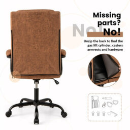 Costway Office Desk Chair Ergonomic Executive Chair W/headrest Cushion-Brown - thumbnail 6