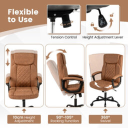 Costway Office Desk Chair Ergonomic Executive Chair W/headrest Cushion-Brown - thumbnail 5