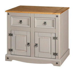 Mews Corona Grey Sideboard 2 Door 2 Drawer Cabinet Storage Cupboard Pine - thumbnail 5