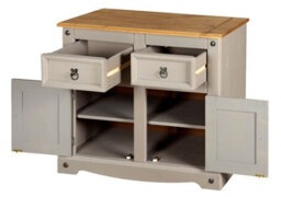 Mews Corona Grey Sideboard 2 Door 2 Drawer Cabinet Storage Cupboard Pine - thumbnail 4