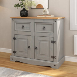 Mews Corona Grey Sideboard 2 Door 2 Drawer Cabinet Storage Cupboard Pine - thumbnail 1