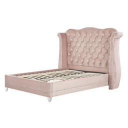 Beliani Bed Velvet Ayette 160 X 200 Cm (Eu King Size) Pastel Pink - thumbnail 5