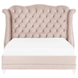 Beliani Bed Velvet Ayette 160 X 200 Cm (Eu King Size) Pastel Pink - thumbnail 4
