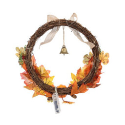 Darphe Halloween Simulation Pumpkin Maple Leaf Garland Ghost Face Pumpkin Bell Door Hanging - thumbnail 4