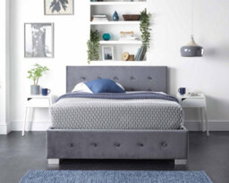 Aspire Side Opening Ottoman Storage Bed In Grey Plush Velvet, Double - thumbnail 1