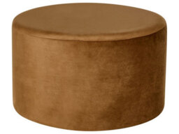 Wyld And Coco Luxvelvet Round Pouffe Velvet Golden Brown Ottoman Footstool - W61 X D61 X H36Cm - thumbnail 1
