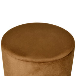 Wyld And Coco Luxvelvet Round Pouffe Velvet Golden Brown Ottoman Footstool - W61 X D61 X H36Cm - thumbnail 3