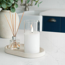 Festive Lights Ember™ Battery Hurricane Glass Candle, 15Cm