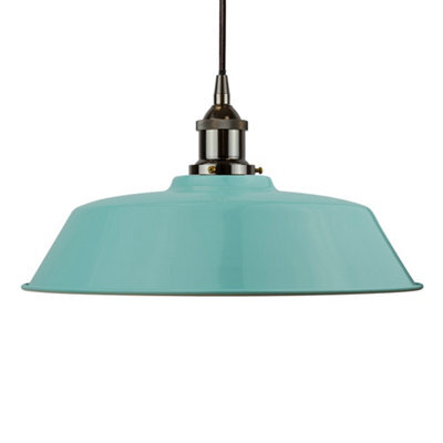 Duck Egg Blue Chancery Painted Dome Pendant Light With Black Nickel Lamp Holder And Black Round Cable - Se Home - image 1