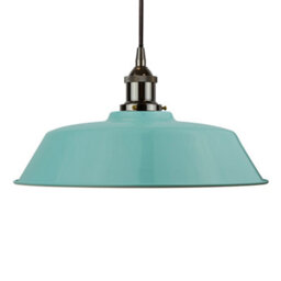 Duck Egg Blue Chancery Painted Dome Pendant Light With Black Nickel Lamp Holder And Black Round Cable - Se Home - thumbnail 1