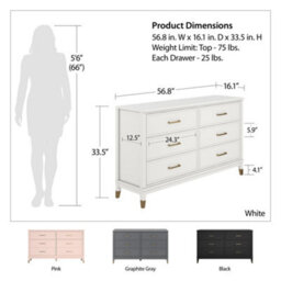Dorel Westerleigh 6 Drawer Dresser Black - thumbnail 6