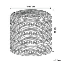 Beliani Handwoven Black And White Cotton-Wool Braided Macramé Pouffe, Round 41Cm - thumbnail 3