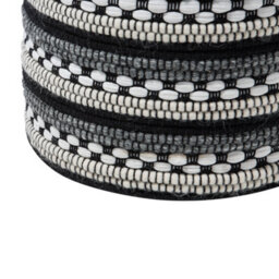 Beliani Handwoven Black And White Cotton-Wool Braided Macramé Pouffe, Round 41Cm - thumbnail 5