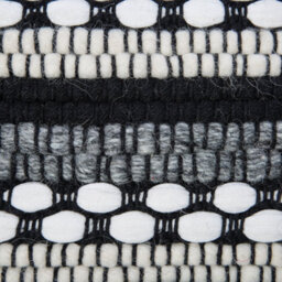 Beliani Handwoven Black And White Cotton-Wool Braided Macramé Pouffe, Round 41Cm - thumbnail 6