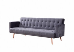 Home Detail Windsor Luxury Fabric Sofa Bed Grey Velvet With Metal Rose Gold Legs Clic Clac Sofabed Tufted Button Backrest Seat Track Armrests - thumbnail 2