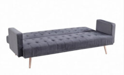 Home Detail Windsor Luxury Fabric Sofa Bed Grey Velvet With Metal Rose Gold Legs Clic Clac Sofabed Tufted Button Backrest Seat Track Armrests - thumbnail 3
