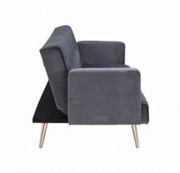 Home Detail Windsor Luxury Fabric Sofa Bed Grey Velvet With Metal Rose Gold Legs Clic Clac Sofabed Tufted Button Backrest Seat Track Armrests - thumbnail 4