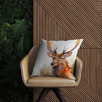 Warren Reed Designer Majestic Stag Watercolour Outdoor Cushion 60Cm X 60Cm