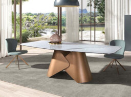 Angel Cerda Oval Dining Table With Porcelain Marble Barrel And Bronze-Coloured Steel Barrel - thumbnail 2