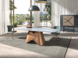 Angel Cerda Oval Dining Table With Porcelain Marble Barrel And Bronze-Coloured Steel Barrel - thumbnail 3
