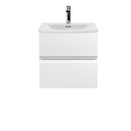 Hudson Reed Urban 510mm Satin White Wall Hung 2 Drawer Vanity Unit And Curved Basin With U-Shape Drawer, 530 X 510 X 440mm - thumbnail 4
