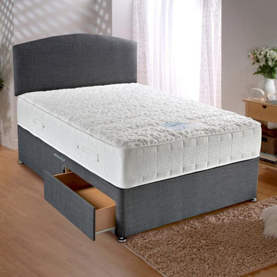 Divan Base Direct Dura Bed Sensacool 1500 Pocket Sprung Memory Foam Divan Bed Set 2Ft6 Small Single 2 Drawers Side - Lino Charcoal - image 1