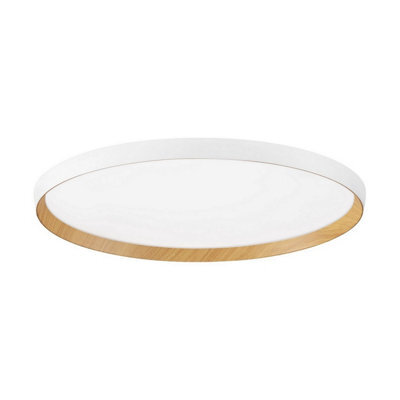 Luminosa Lighting Luminosa Vomos 60Cm Flush Ceiling Light Sandy White, Wood Triac Dimmable Led 55W 4760Lm 2700-3000-4000K Cct - image 1