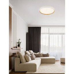 Luminosa Lighting Luminosa Vomos 60Cm Flush Ceiling Light Sandy White, Wood Triac Dimmable Led 55W 4760Lm 2700-3000-4000K Cct - thumbnail 2