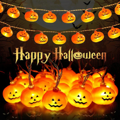 Halloween Pumpkin String Lights: 20 Led Battery-Operated For Indoor/outdoor Bedroom, Fireplace, Yard & Party Decor - image 1