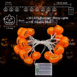 Halloween Pumpkin String Lights: 20 Led Battery-Operated For Indoor/outdoor Bedroom, Fireplace, Yard & Party Decor - thumbnail 7