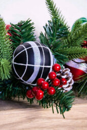 Christmas Tree World 180Cm Decorated Mixed Pine Garland With Red Green & Black Baubles - thumbnail 5