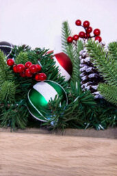 Christmas Tree World 180Cm Decorated Mixed Pine Garland With Red Green & Black Baubles - thumbnail 4